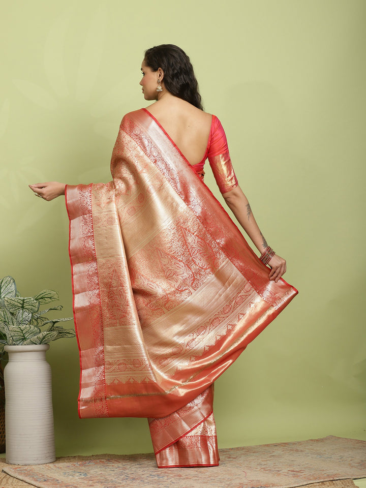 Red Woven Design Art Silk Saree