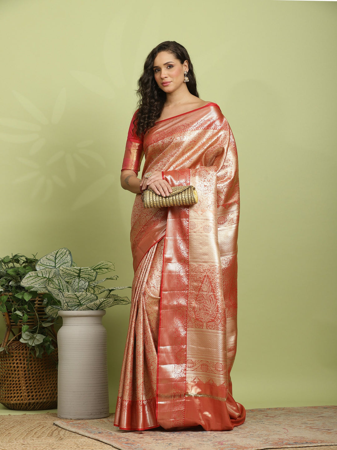 Red Woven Design Art Silk Saree