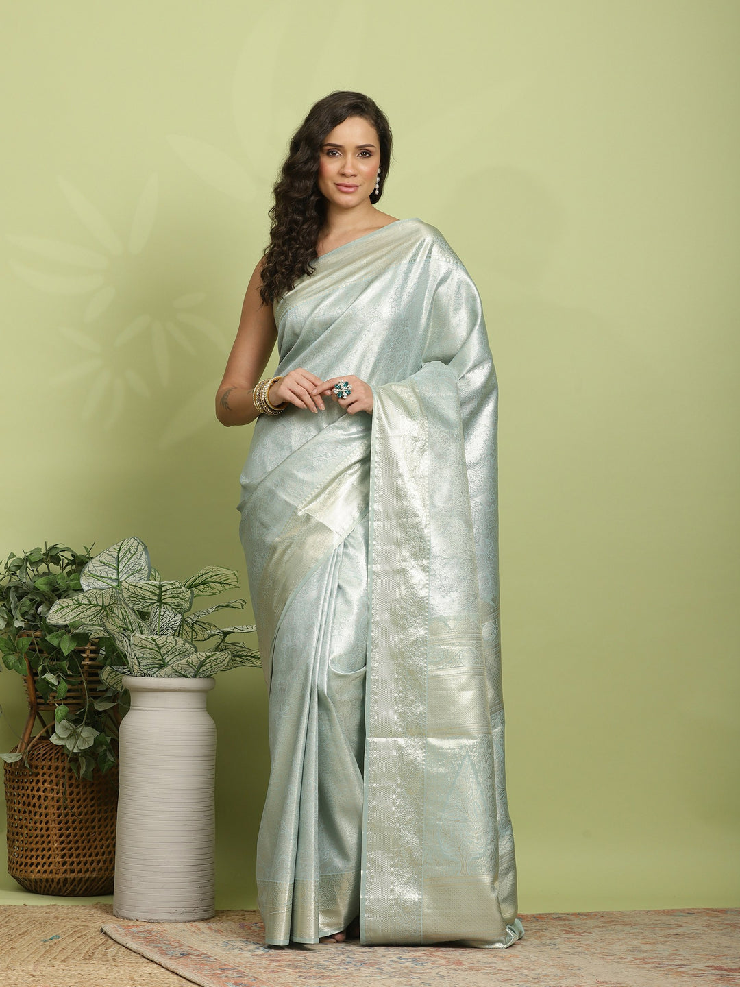 Sky Blue Woven Design Art Silk Saree