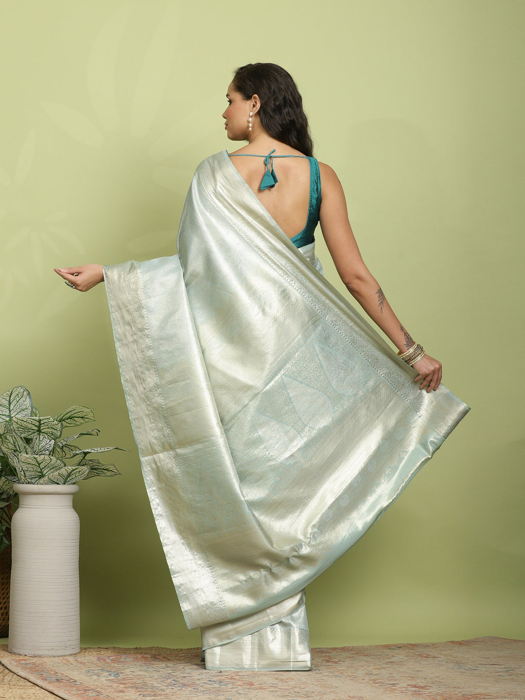 Sky Blue Woven Design Art Silk Saree