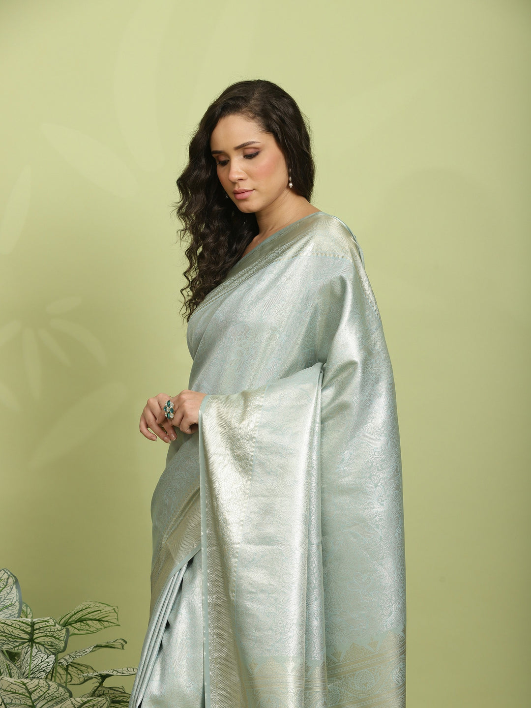 Sky Blue Woven Design Art Silk Saree
