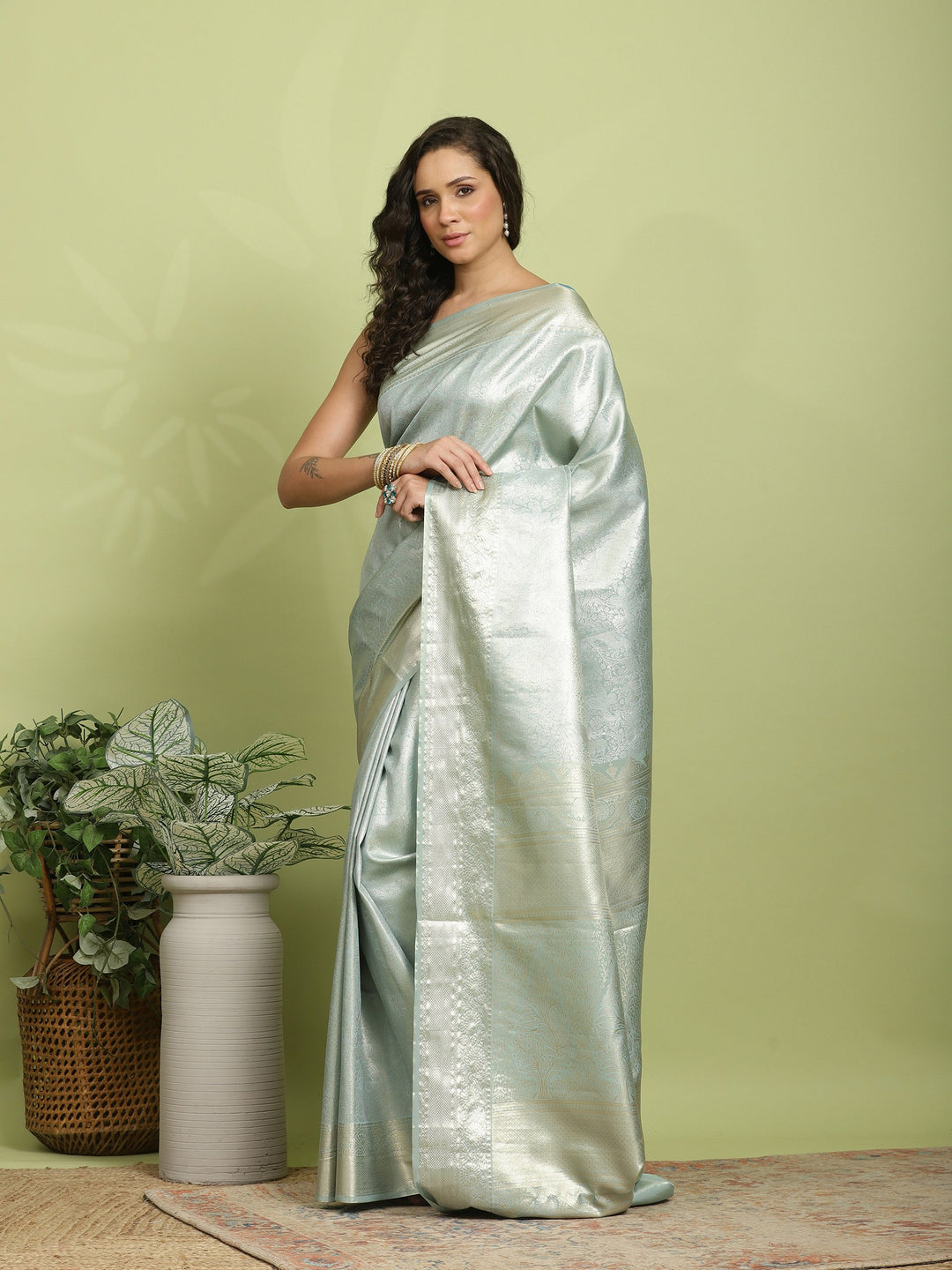 Sky Blue Woven Design Art Silk Saree