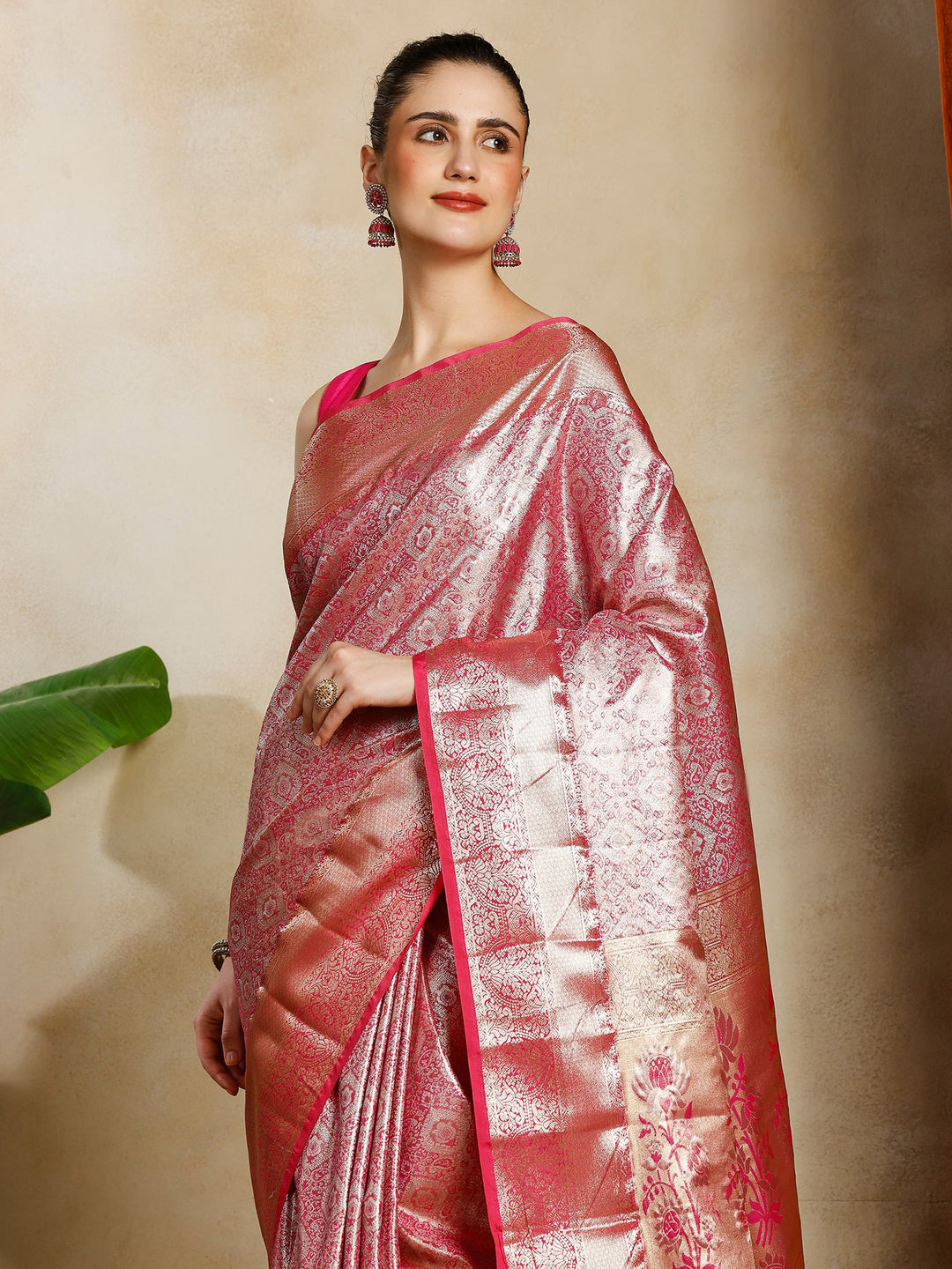 Rani Kalamkari Woven Design Art Silk Saree