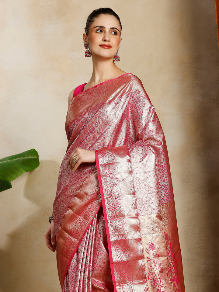 Rani Kalamkari Woven Design Art Silk Saree