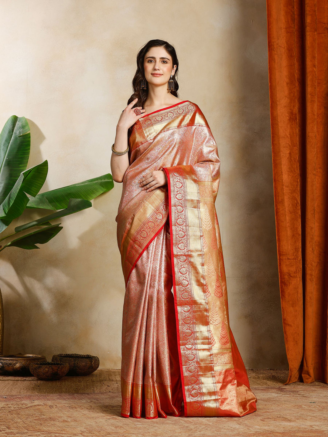 Pink Kalamkari Woven Design Art Silk Saree