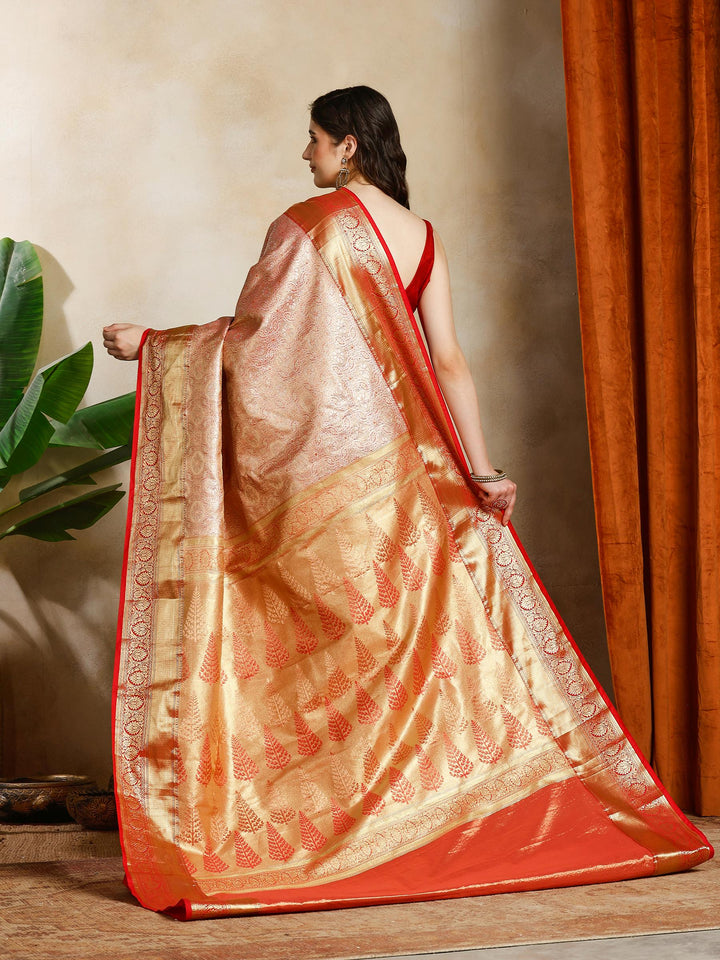 Pink Kalamkari Woven Design Art Silk Saree