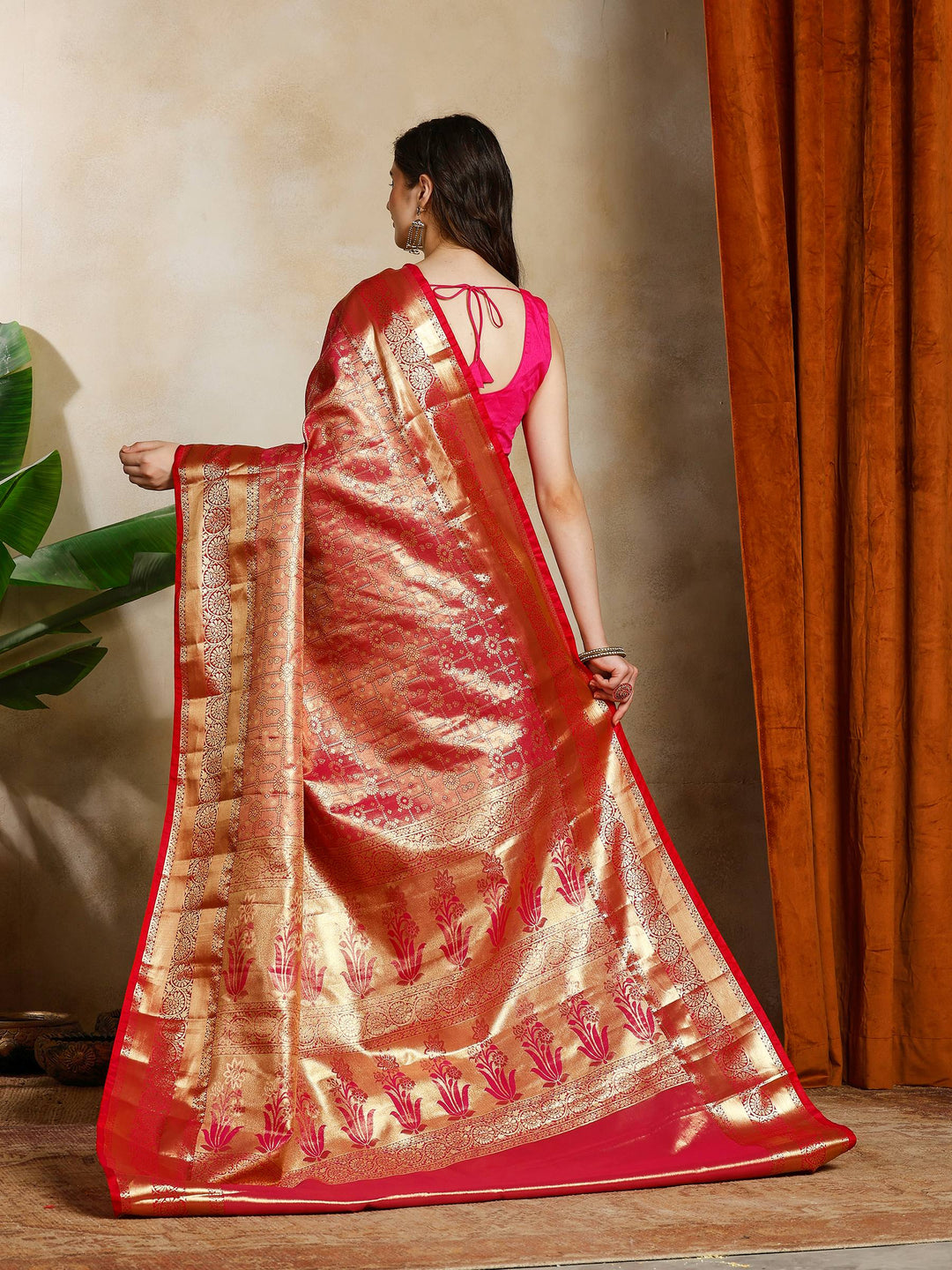 Rani Kalamkari Woven Design Art Silk Saree