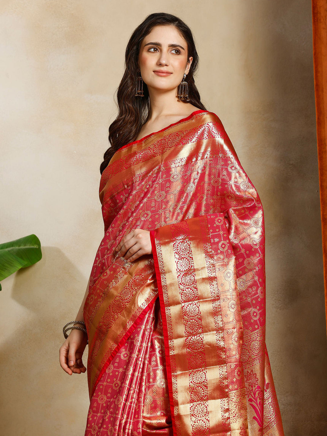 Rani Kalamkari Woven Design Art Silk Saree