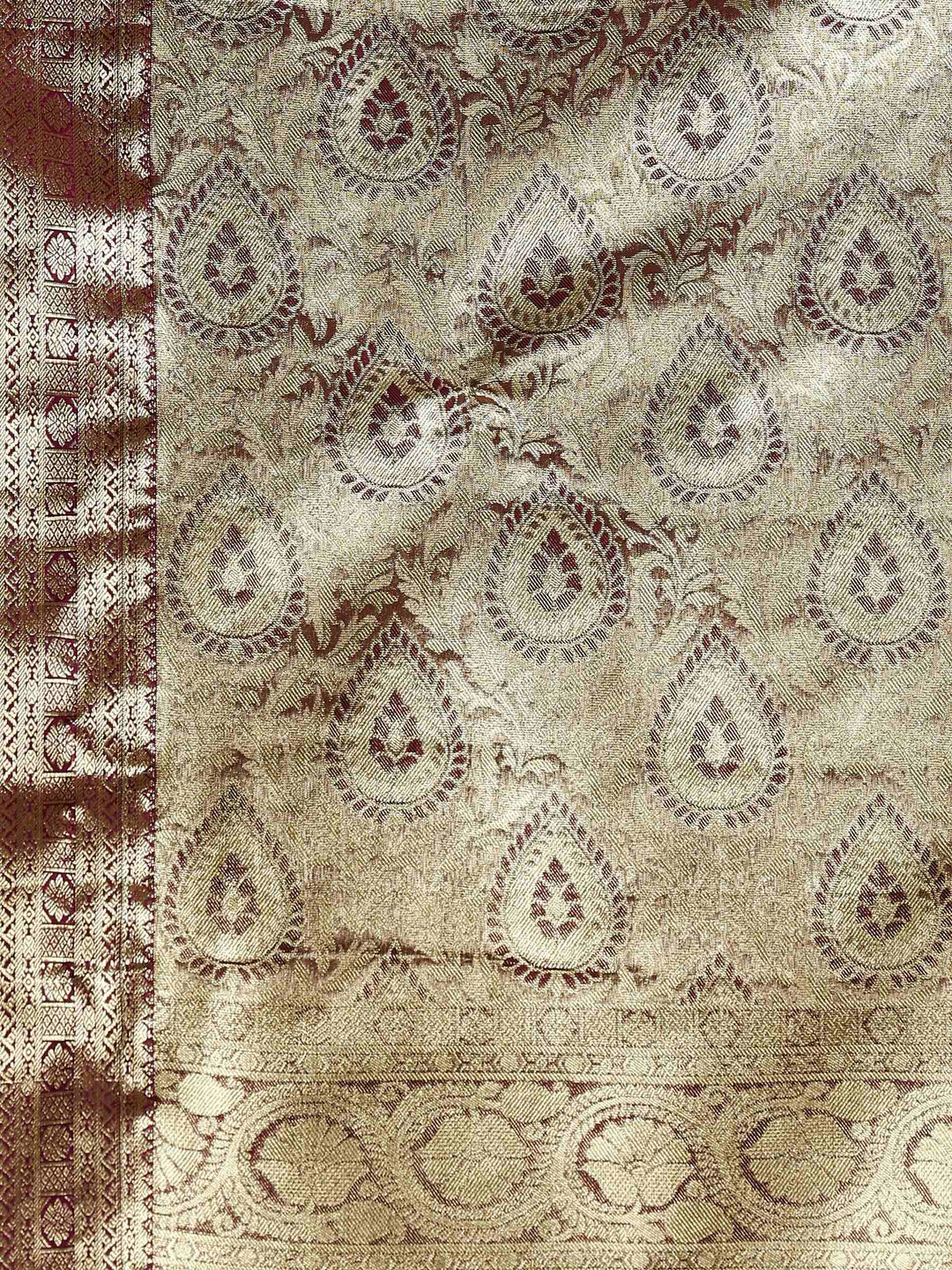 Grey Purple Kalamkari Woven Design Art Silk Saree