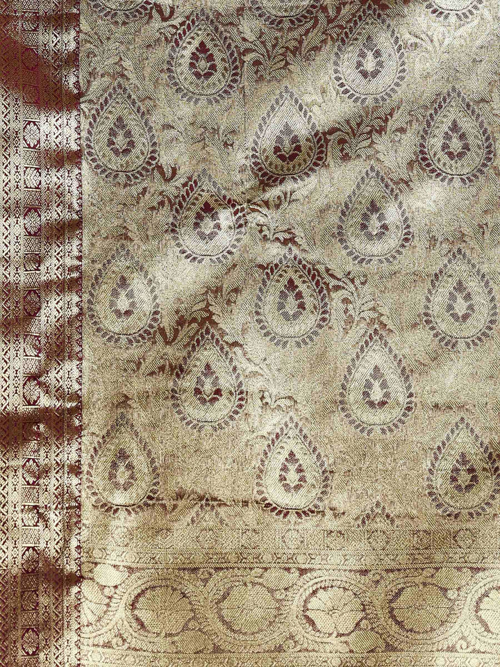 Grey Purple Kalamkari Woven Design Art Silk Saree