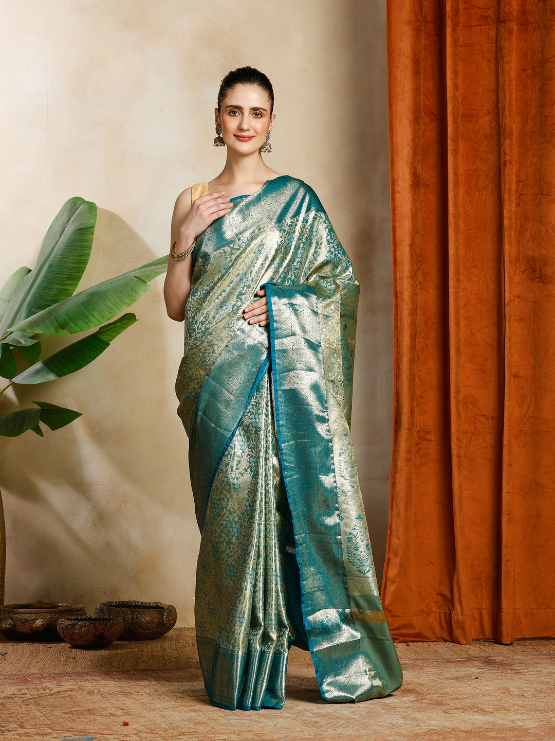 Green Kalamkari Woven Design Art Silk Saree