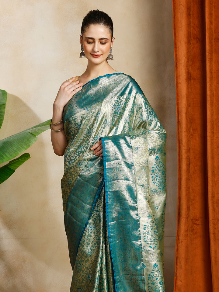 Green Kalamkari Woven Design Art Silk Saree