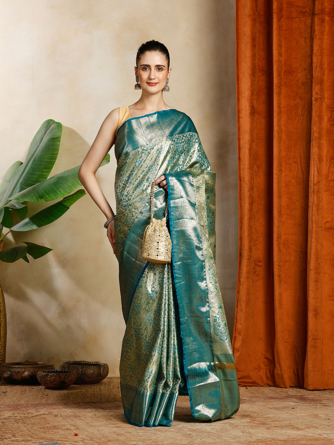 Green Kalamkari Woven Design Art Silk Saree