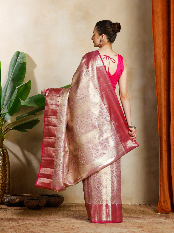 Lavender Kalamkari Woven Design Art Silk Saree