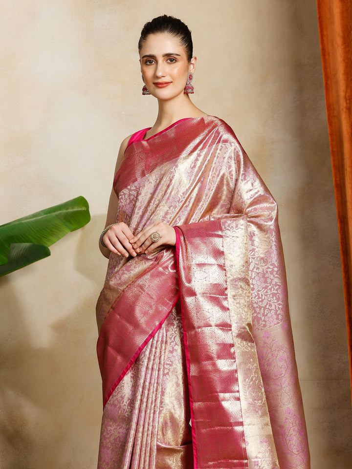 Lavender Kalamkari Woven Design Art Silk Saree