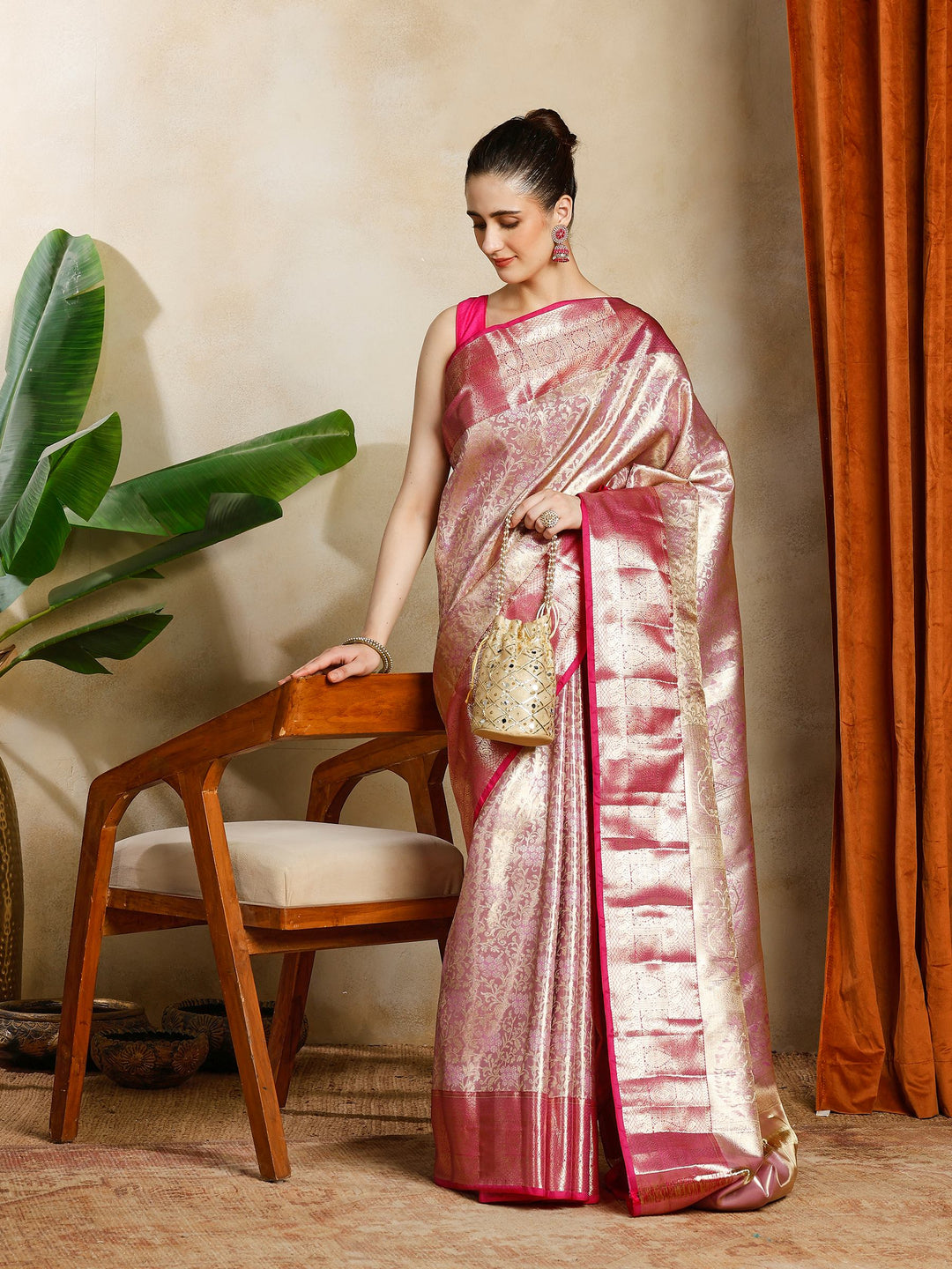 Lavender Kalamkari Woven Design Art Silk Saree