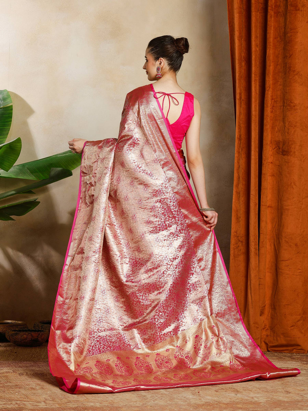 Magenta Kalamkari Woven Design Art Silk Saree