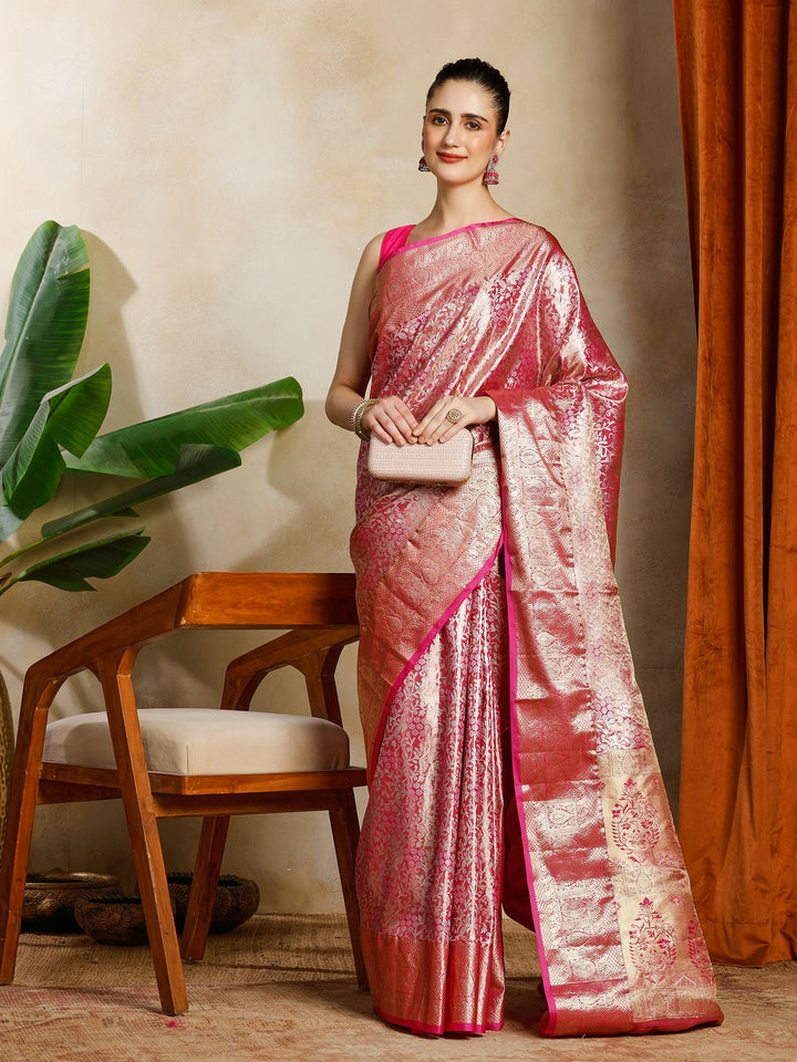 Magenta Kalamkari Woven Design Art Silk Saree