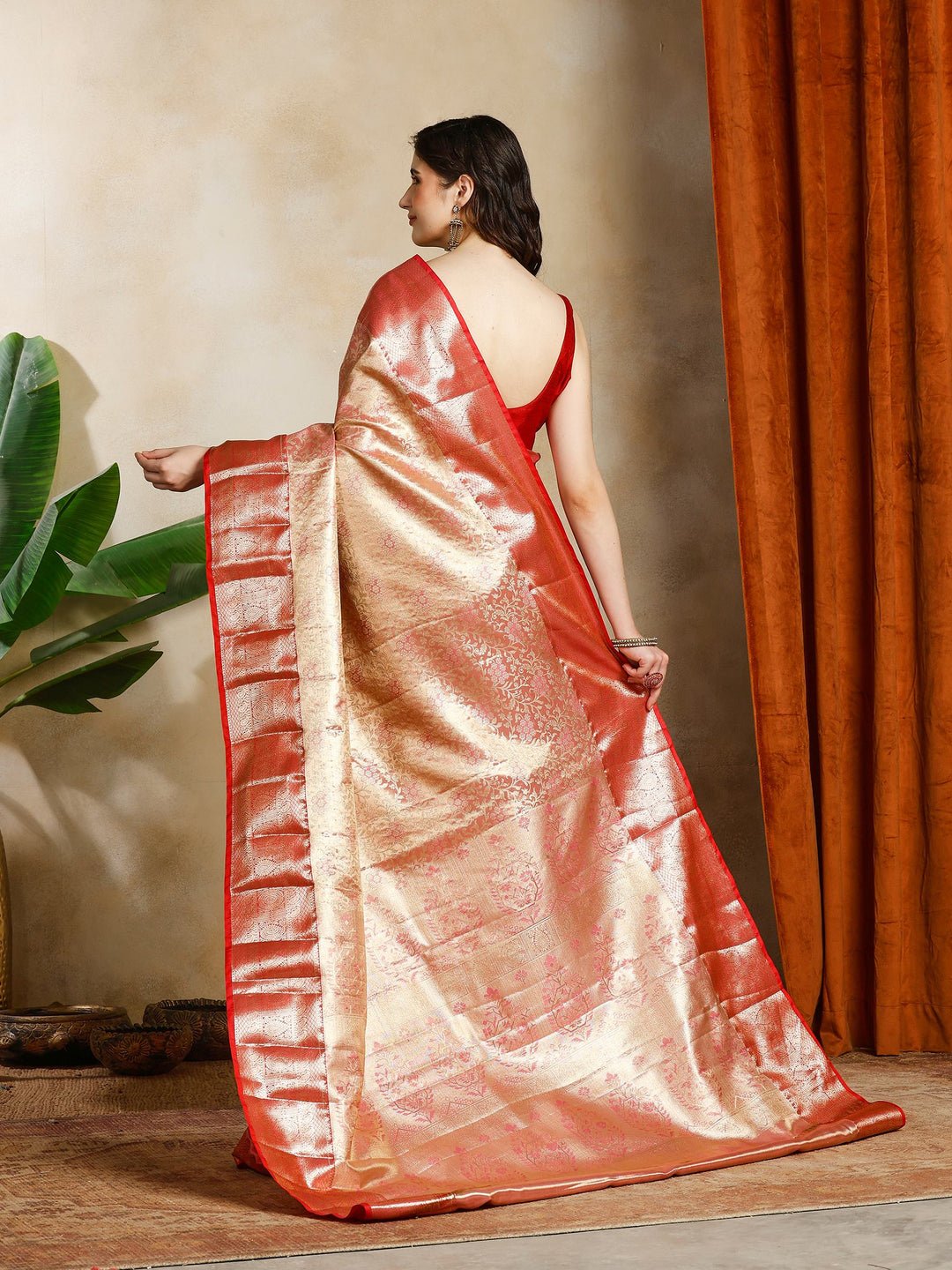 Pink Kalamkari Woven Design Art Silk Saree
