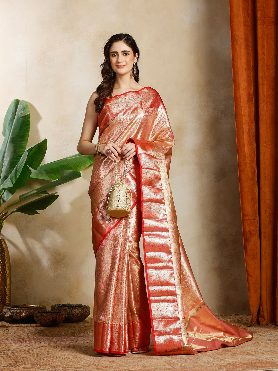 Pink Kalamkari Woven Design Art Silk Saree
