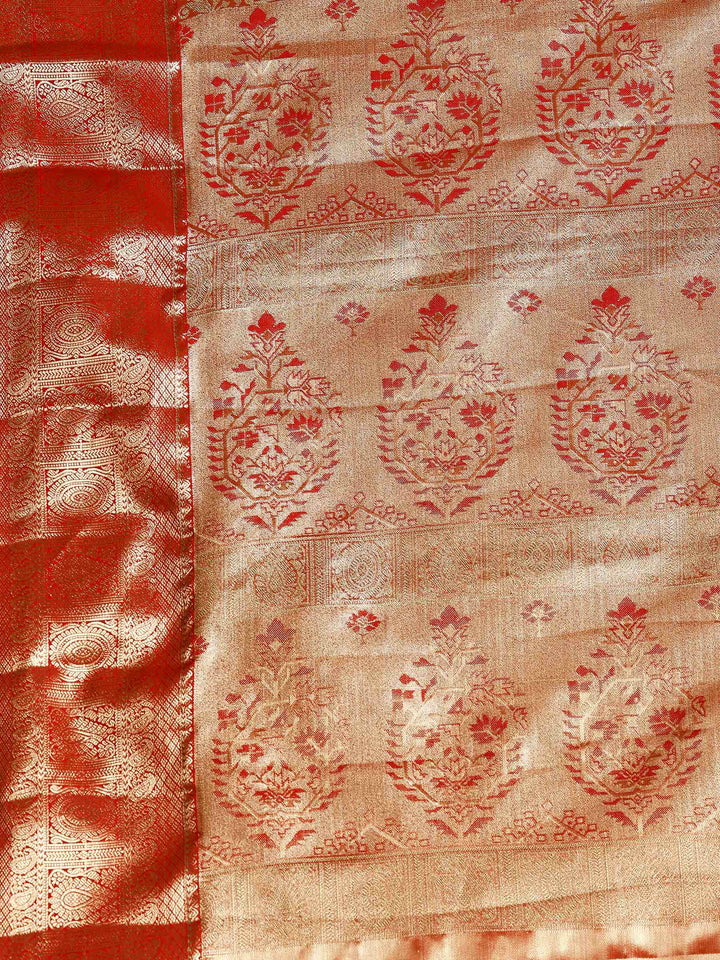 Red Kalamkari Woven Design Art Silk Saree