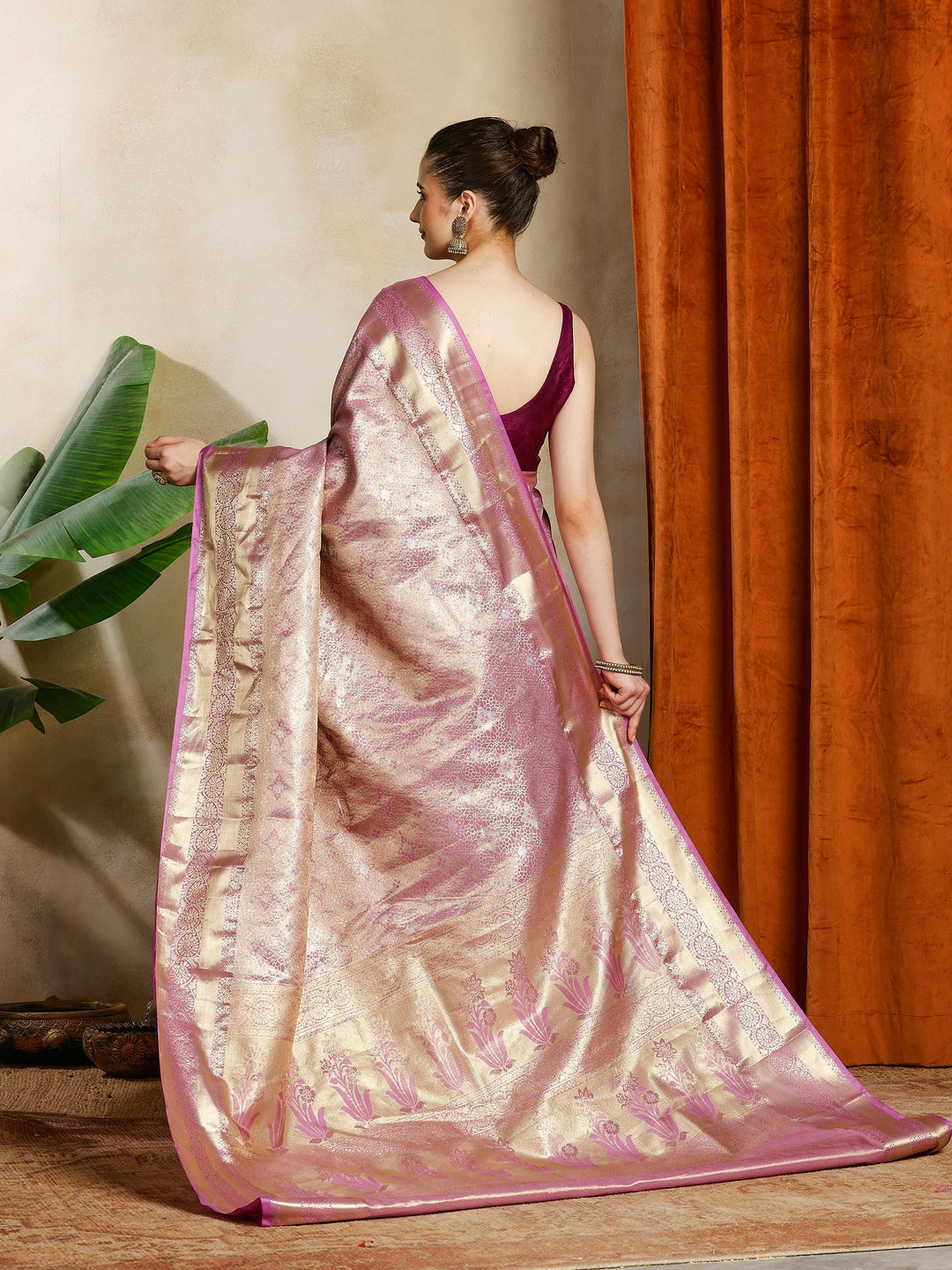 Lavender Kalamkari Woven Design Art Silk Saree