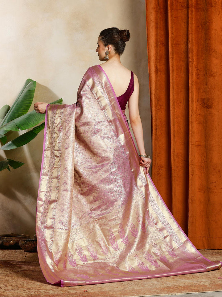 Lavender Kalamkari Woven Design Art Silk Saree
