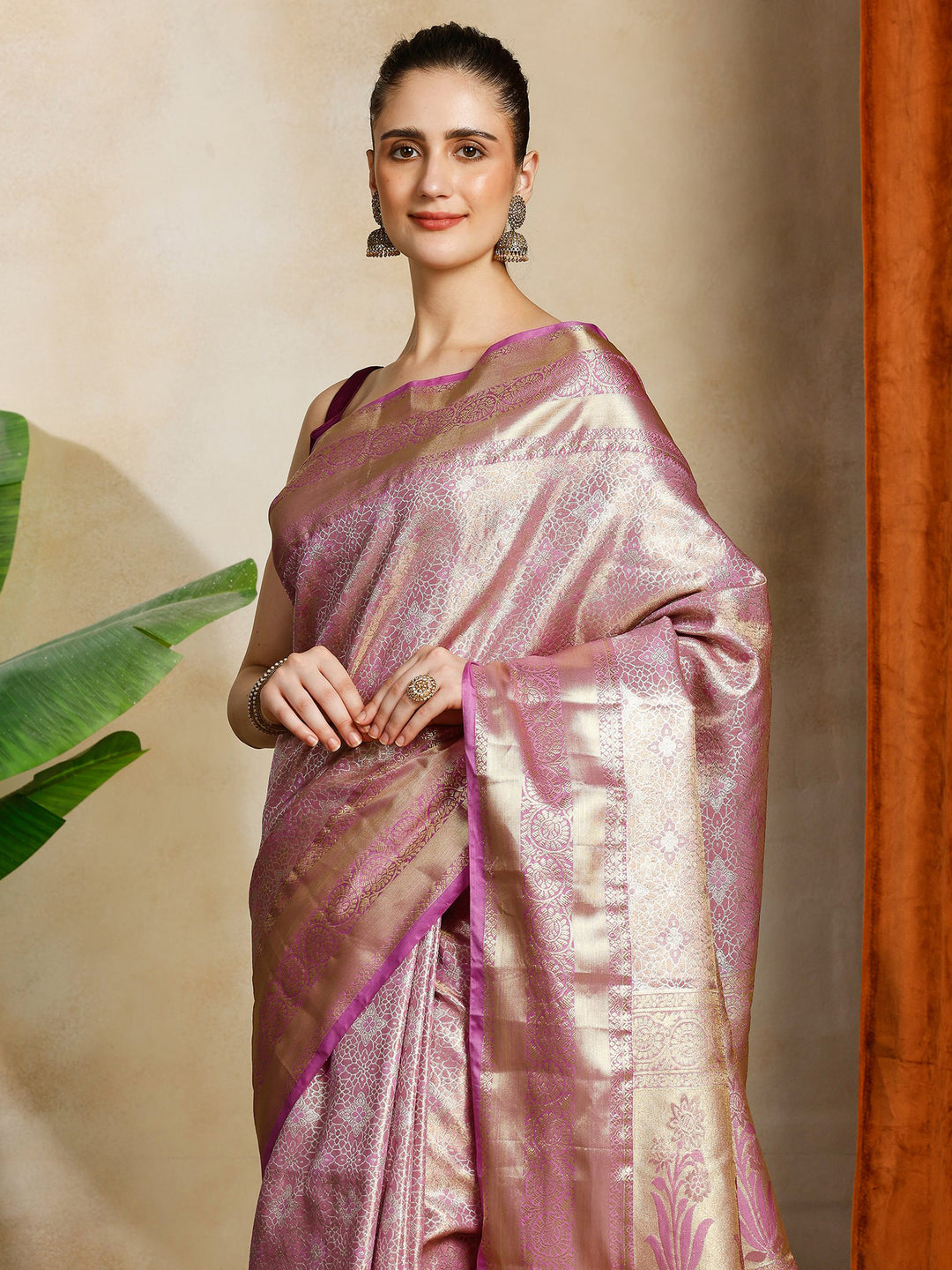 Lavender Kalamkari Woven Design Art Silk Saree