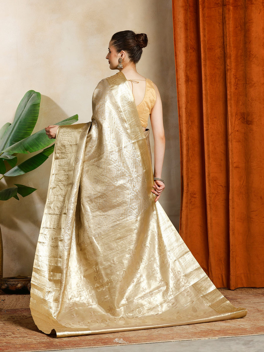 Beige Kalamkari Woven Design Art Silk Saree
