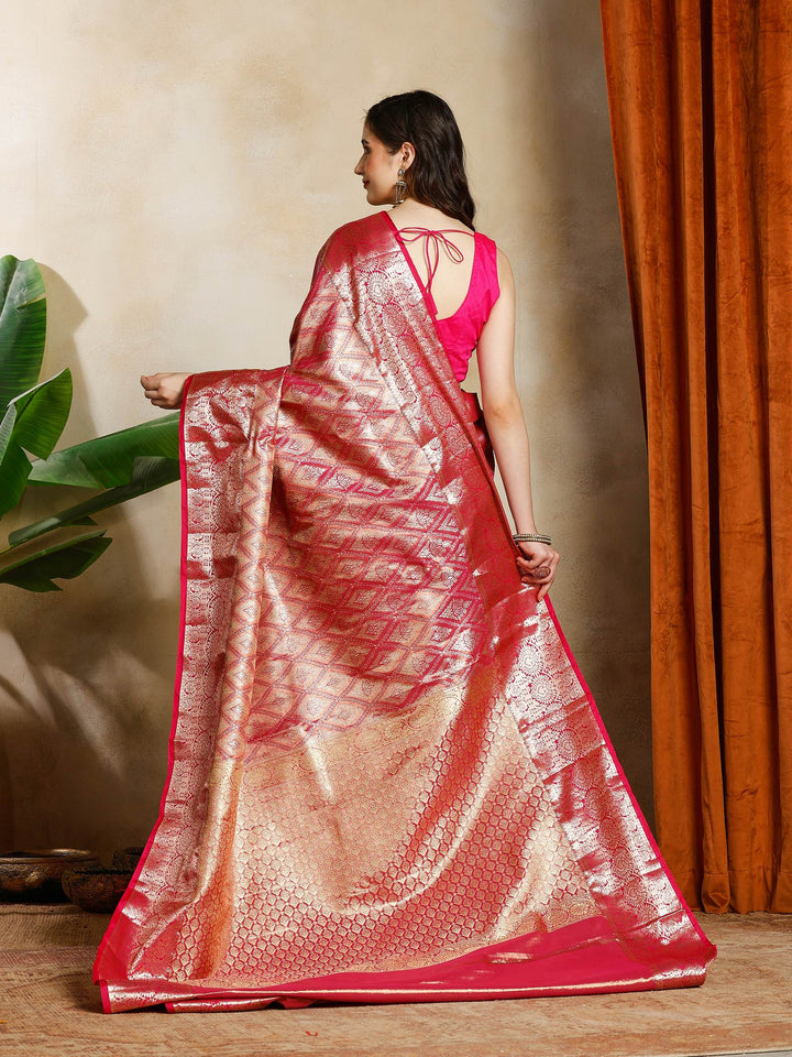 Rani Kalamkari Woven Design Art Silk Saree