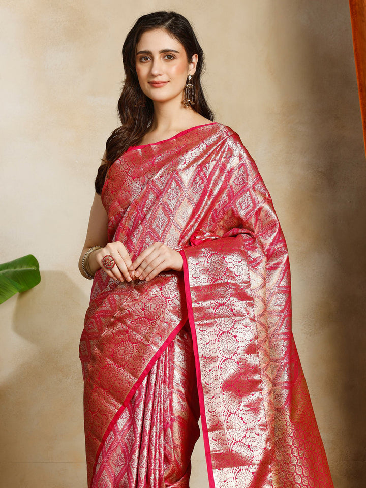 Rani Kalamkari Woven Design Art Silk Saree