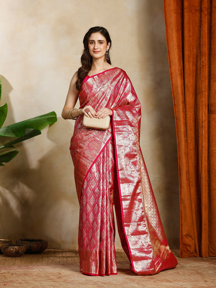 Rani Kalamkari Woven Design Art Silk Saree