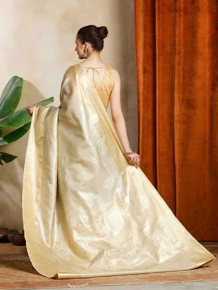 Beige Kalamkari Woven Design Art Silk Saree