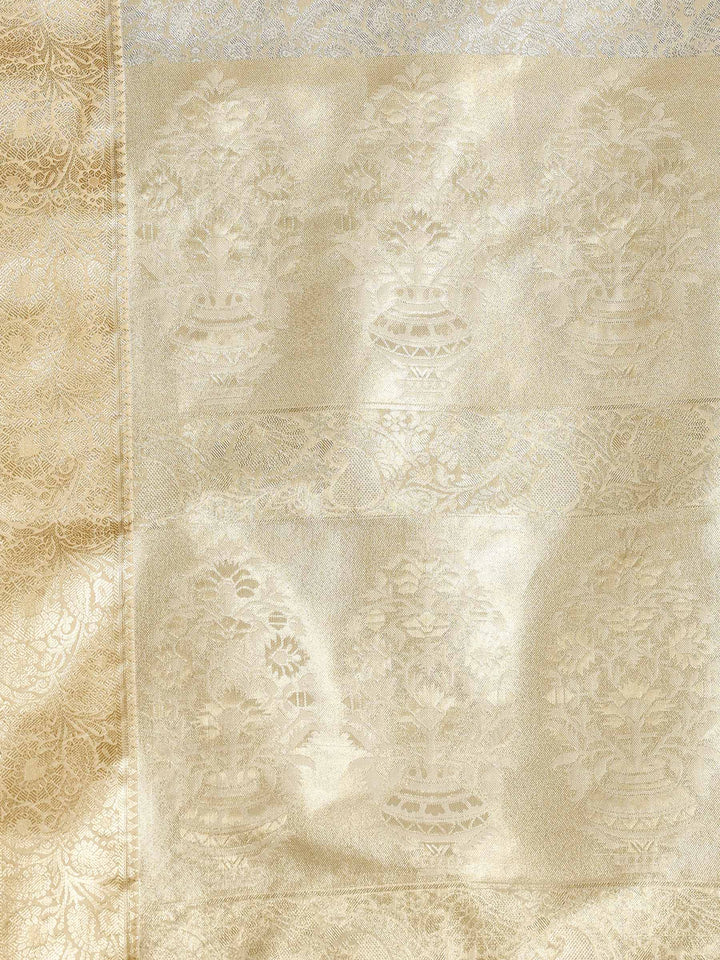 Beige Kalamkari Woven Design Art Silk Saree