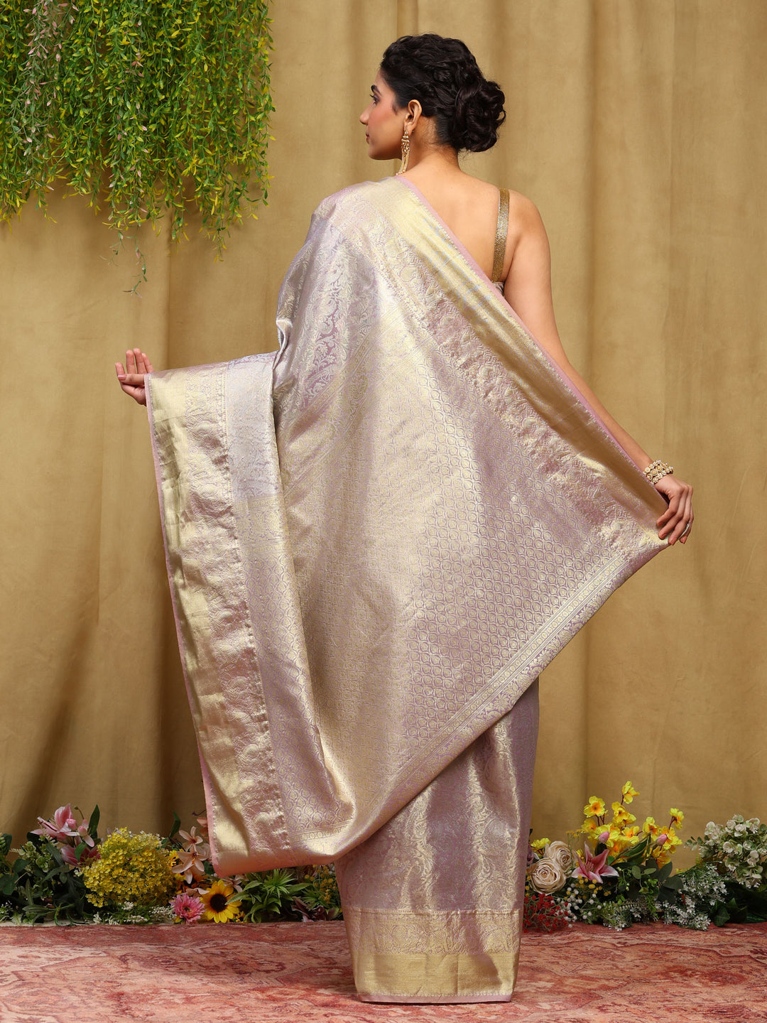 Lavender Kalamkari Woven Design Art Silk Saree