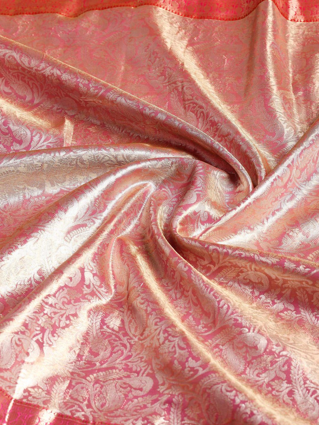 Peach Kalamkari Woven Design Art Silk Saree