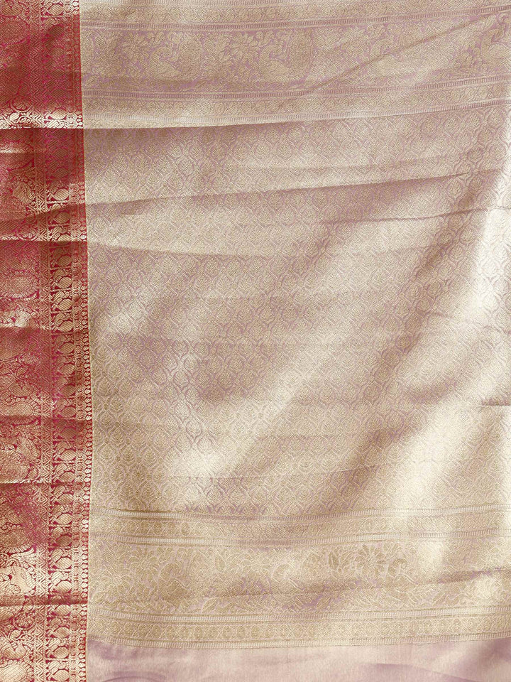 Pink Lavender Kalamkari Woven Design Art Silk Saree