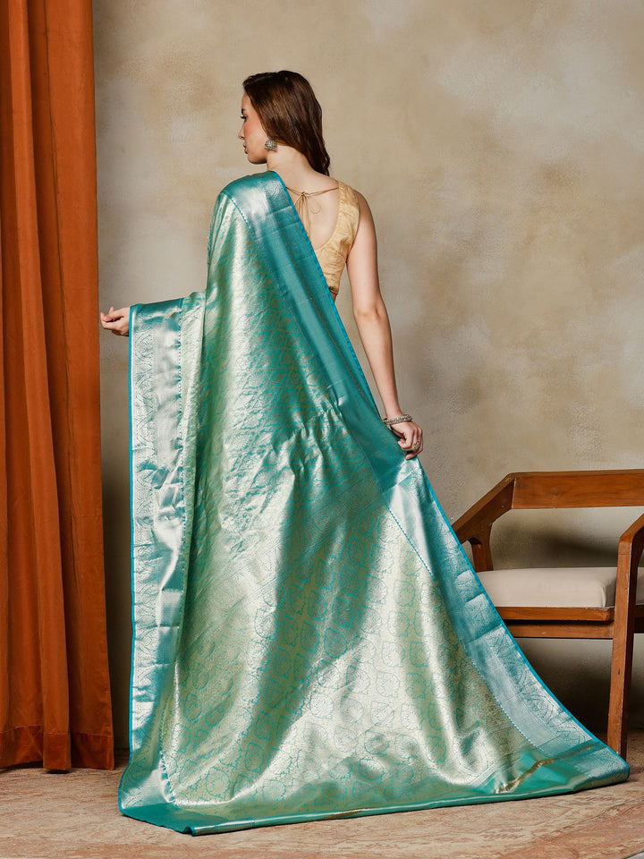 Green Kalamkari Woven Design Art Silk Saree