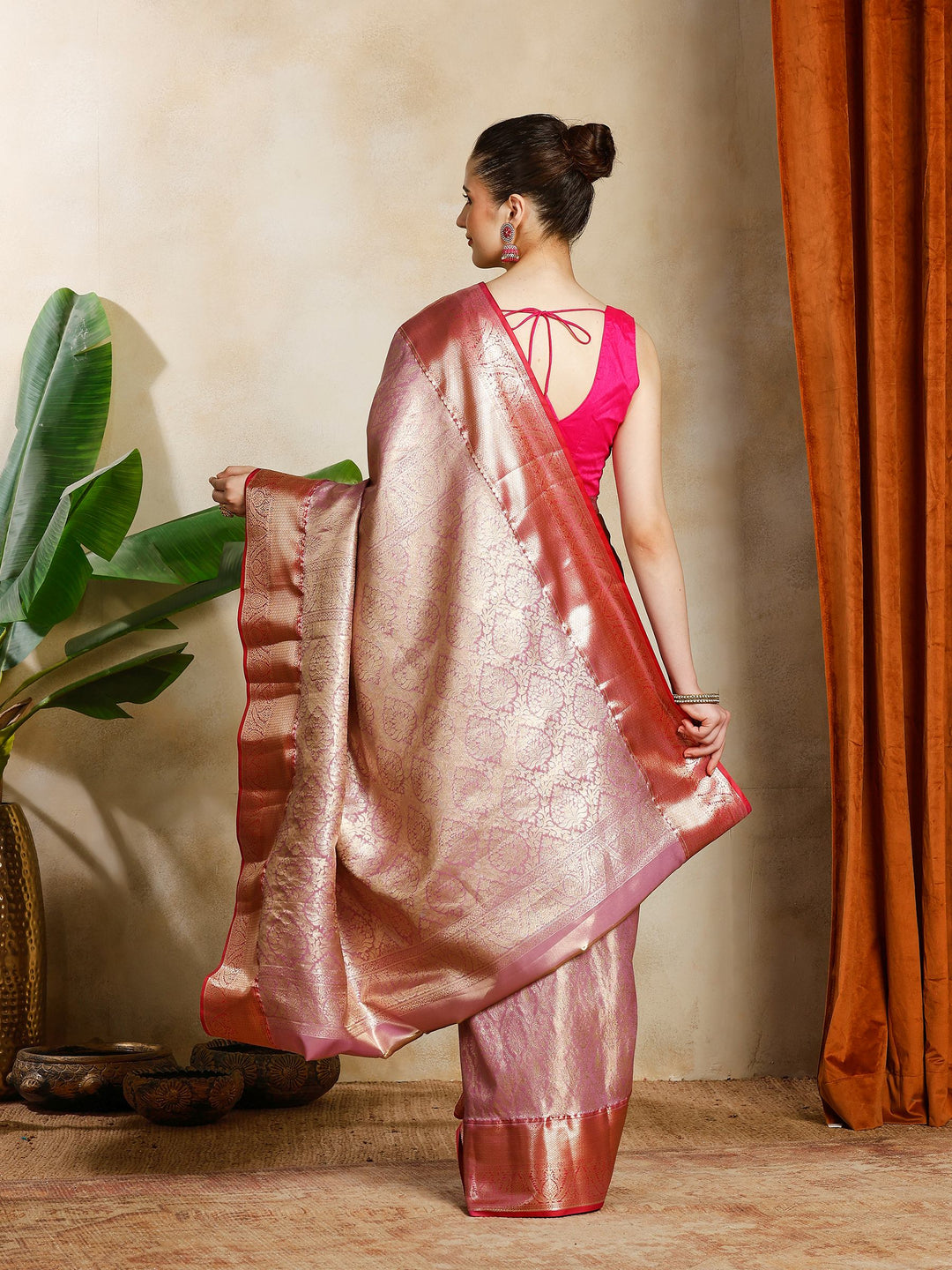 Lavender Kalamkari Woven Design Art Silk Saree
