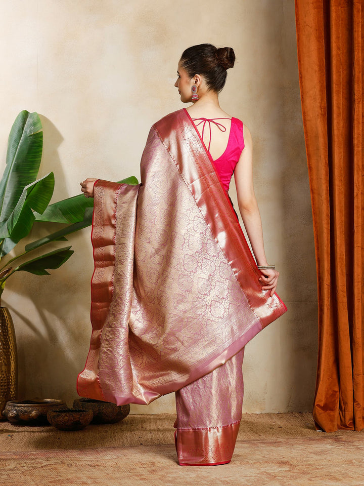 Lavender Kalamkari Woven Design Art Silk Saree