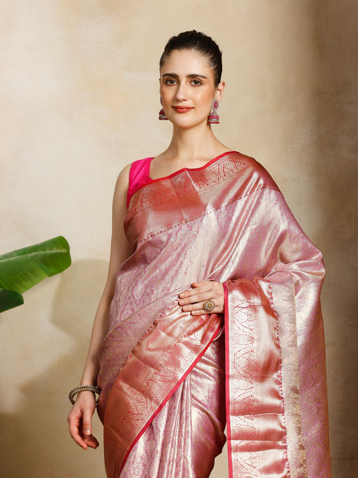 Lavender Kalamkari Woven Design Art Silk Saree