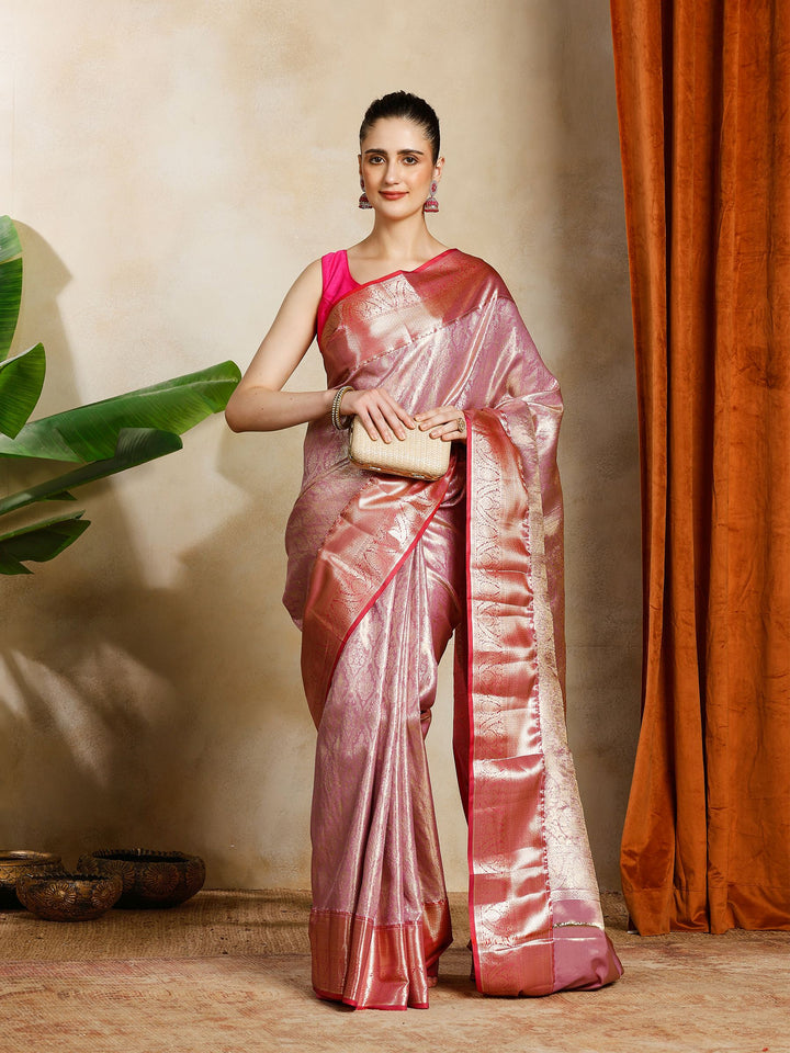 Lavender Kalamkari Woven Design Art Silk Saree
