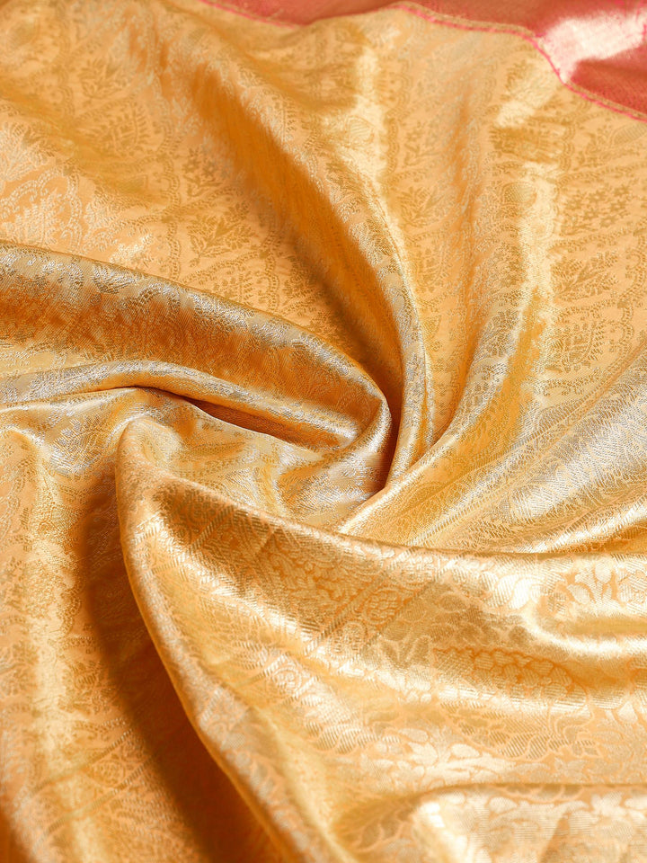Peach Kalamkari Woven Design Art Silk Saree