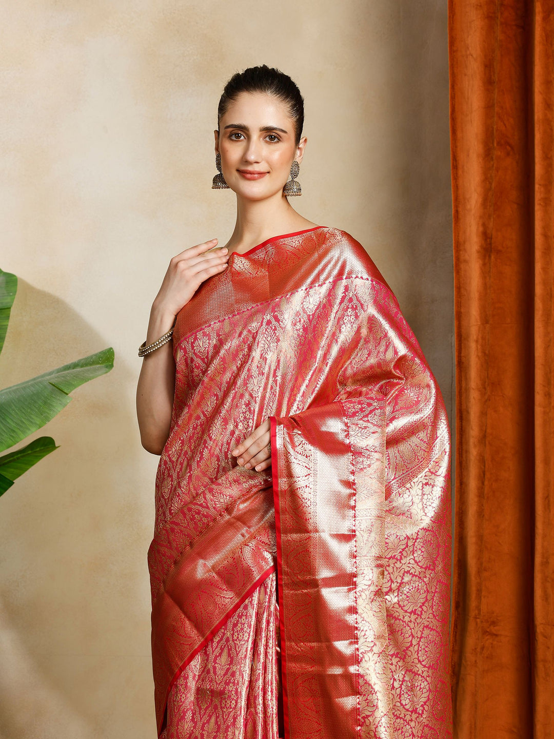 Pink Kalamkari Woven Design Art Silk Saree