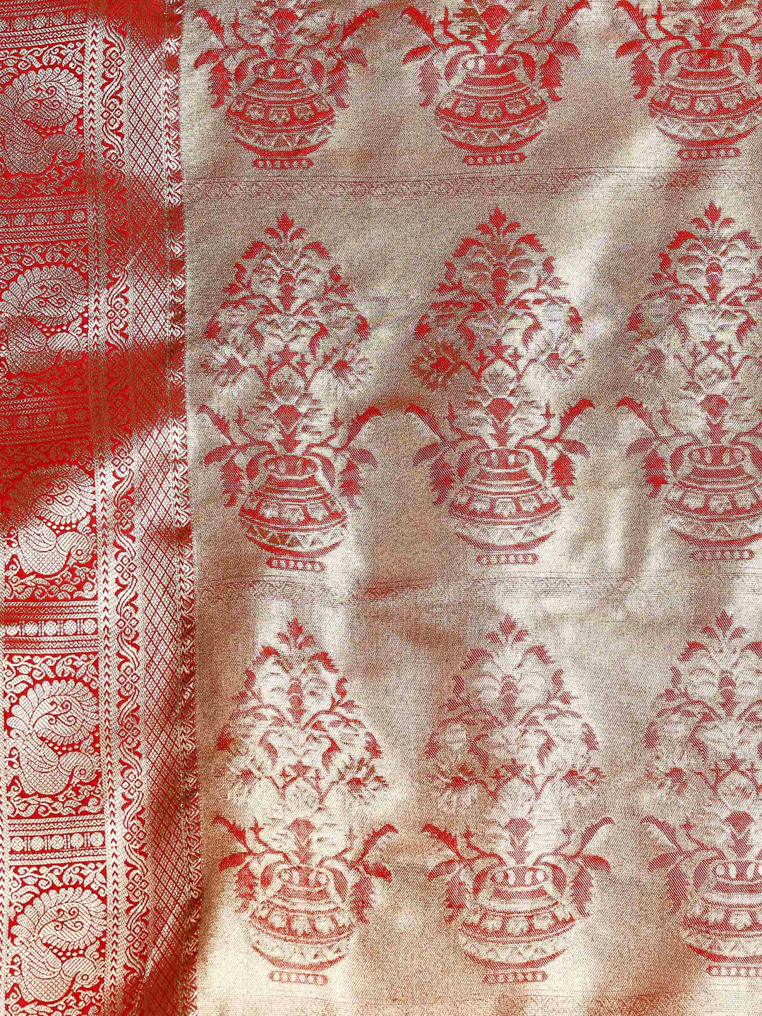 Rust Kalamkari Woven Design Art Silk Saree