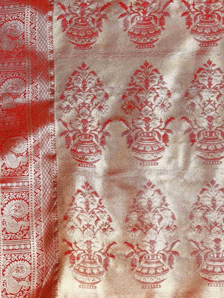 Rust Kalamkari Woven Design Art Silk Saree