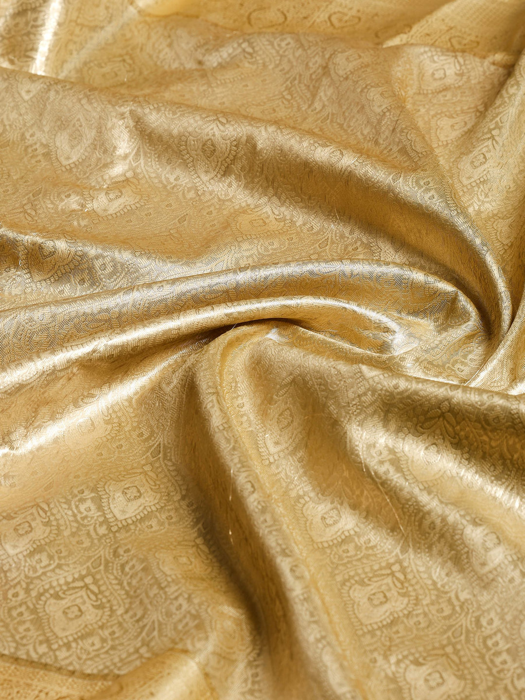 Golden Beige Kalamkari Woven Design Art Silk Saree