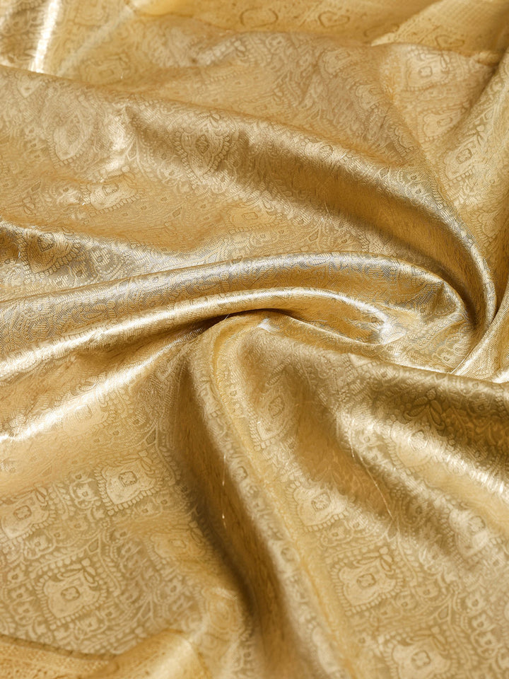 Golden Beige Kalamkari Woven Design Art Silk Saree