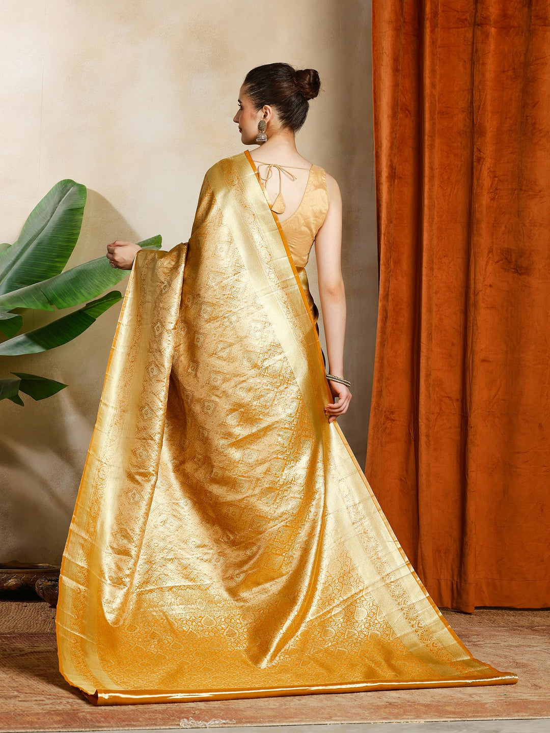 Mustard Kalamkari Woven Design Art Silk Saree
