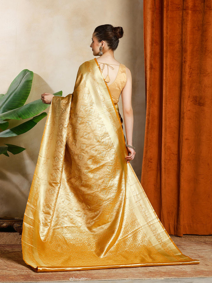Mustard Kalamkari Woven Design Art Silk Saree